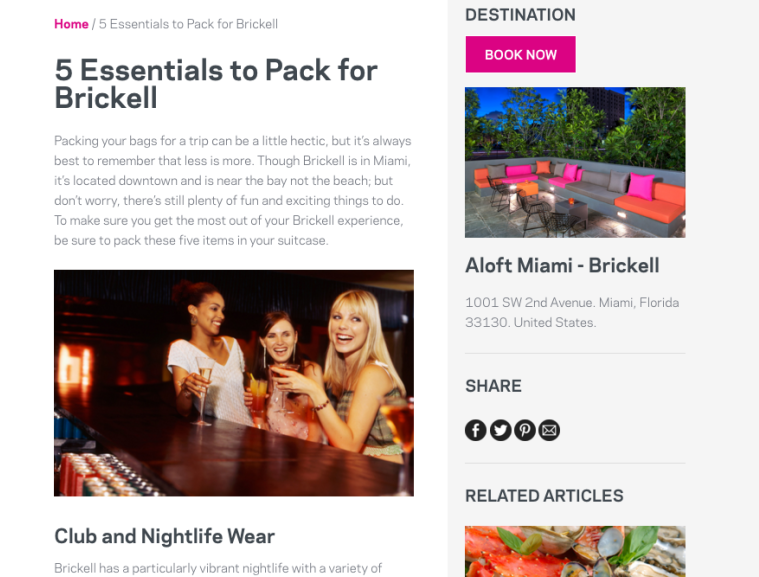 Aloft - Brickell - What to Pack