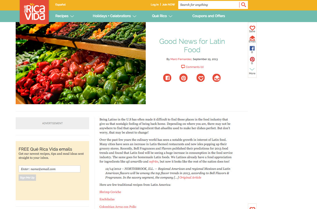 good news for latin food   QueRicaVida